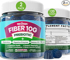 Fiber Gummies for Adults, Sugar Free 10g Prebiotic Fiber Supplement with Digestive Enzymes, Probiotics & 100mg Betaine for Digestive & Gut Health and Regulate Bowel Movement, Vegan, Gelatin Free,120ct