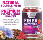 Fiber Gummies for Adults - Soluble Fiber 4g Per Serving - Plant-Based Prebiotic Fiber Supplement for Digestive Health, Gut Health, & Regularity Support - Vegan Gummy - Tasty Berry Flavor - 60 Gummies