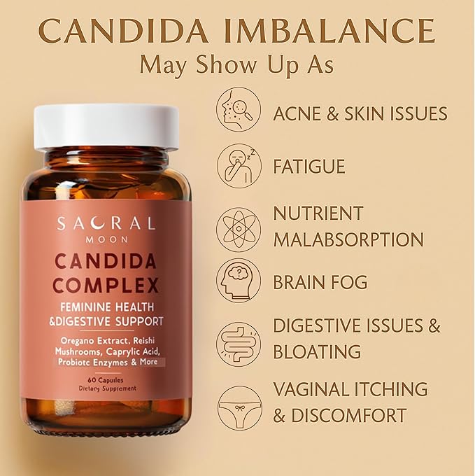 Candida Cleanse for Women – Gut & Feminine Balance with Oregano Oil, Caprylic, Probiotics, Reishi, Aloe & Black Walnut – May Help Support Digestive Comfort, Clarity, Clear Skin & Vaginal pH