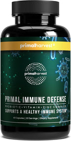 Primal Harvest Immune Defense 10-in-1 Supplement with Probiotics, Zinc, and Vitamins C, D3, K2, B6 Daily Immune Support for Adults