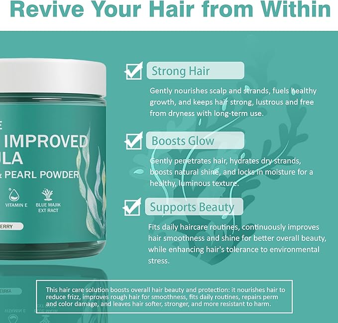 Revive Hair Gummies - Sea Moss Gummies with Hair, Skin & Nails Vitamins with Seamoss, Pearl Powder, Vitamin E, Aloe Vera, Liposomal Vitamin C, 30 Count