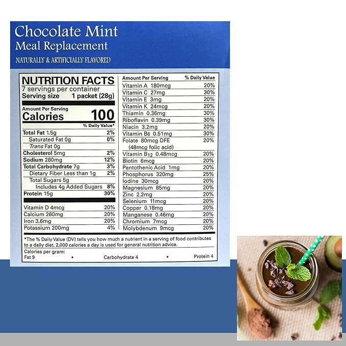 BestMed Weight Loss Chocolate Mint Pudding/Shake Mix - 7/Box | Gluten Free, KETO Friendly, Low Calorie, Low Carb, Vitamin Fortified, Meal Replacement