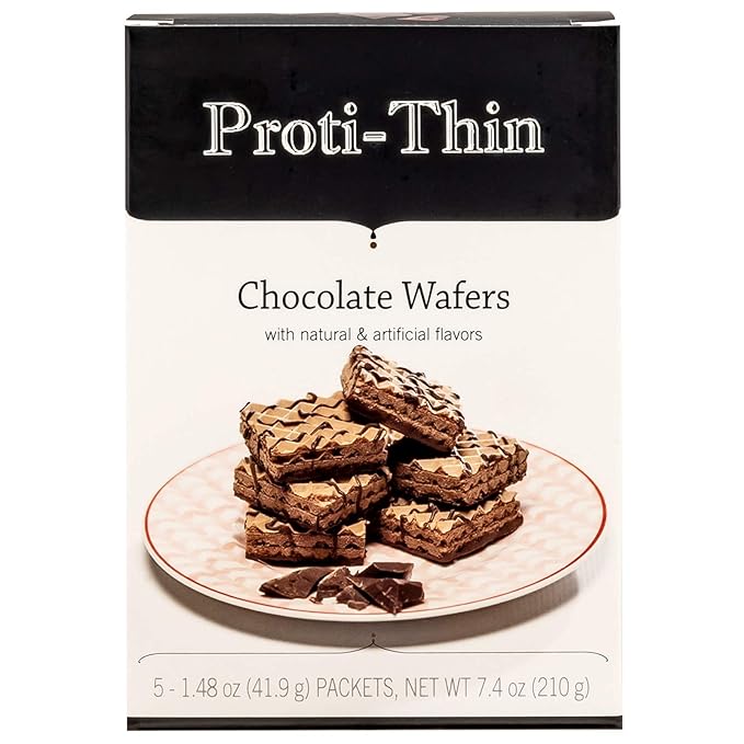 Proti-Thin High Protein Chocolate Wafer Squares, 15g Protein, Low Calorie, Low Sugar, Aspartame Free, Diet Wafer Bars, Healthy Snack, 2 Wafers per Serving, 5 Count Box
