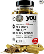 Powerhouse Superfood with Seamoss, Shilajit, Ashwagandha, Berberine, Maca, Black Seed Oil, Turmeric, Vitamin C, D, B12, K2 - Moringa, Apple Cider, Made in USA for Overall Health & Immunity
