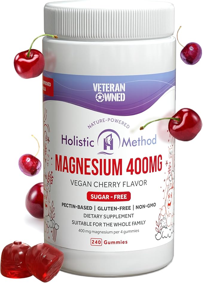 Magnesium Citrate Gummies for Kids & Adults - Sugar-Free, Vegan and Non-GMO for Better Sleep and Relaxation - Cherry Flavor with No Sugar Alcohol - 240 Count