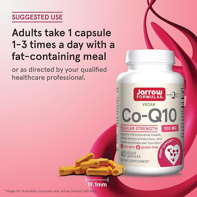 Jarrow Formulas Co-Q10 100 mg - Antioxidant Support for Mitochondrial Health, Cellular Energy Production & Healthy Cardiovascular Function - 60 Veggie Capsules - Non-GMO - Gluten Free