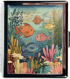 Weekly Pill Organizer, Metal Pill Box with 8 Compartments, Small Travel Pill Case for Purse Pocket, Medicine Vitamin Supplement Organizer (Ocean Fish)