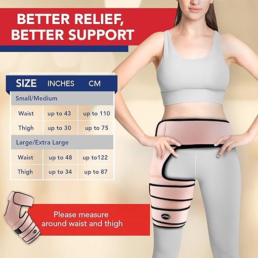 Dr. Arthritis Sciatica Hip Brace with Adjustable Thigh Compression, Hip Stabilizer for Walking, Sports & Daily Comfort, Sciatica Pain Relief Devices for Joint Stability & Injury Recovery (Pink, S/M)