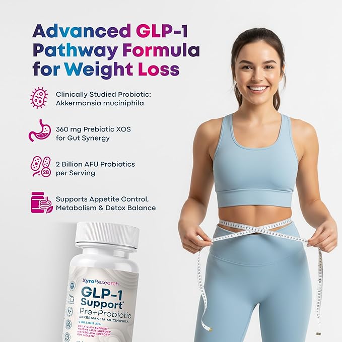 GLP-1 Support Weight Loss Probiotic Supplement - Women Men Natural Appetite Suppressant Metabolism Booster Healthy Gut Support - GLP1 Support for Hunger Control Curb Cravings & Fat Burn