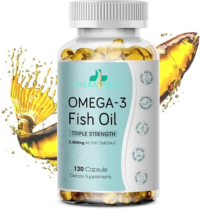 Triple Strength Wild Alaskan Fish Oil, Omega-3 2500mg, EPA 1,300mg + DHA 1,200mg, Supplement for Heart and Joint Health, 2 Month Supply, 120 Softgels