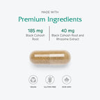 Vitanica Black Cohosh, Cimicifuga Extract Plus, Vegan, 120 Capsules