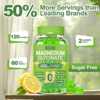 Magnesium Glycinate Gummies 600mg for Women and Men, High Absorption Magnesium Glycinate with Vitamin D, B6, and CoQ10 for Calm Support & Sleep, Sugar Free, Vegan, 60 Days Supply