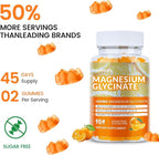 Magnesium Glycinate Gummies 1000mg, Sugar Free Magnesium Potassium Supplements Chewable for Adults with L-Threonate for Sleep, Body Support and Relaxation,90 Orange Gummies