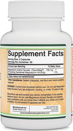 Magnesium Acetyl-Taurate (ATA MG, TauroMag) Novel and Patented Form of Magnesium for PMS and Cramp Relief (60 Capsules, 350mg) PMS Relief Magnesium Supplement by Double Wood Supplements