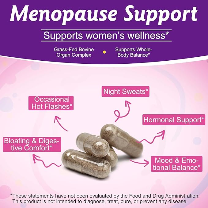2 Pack Beef Organ Superfood Supplement (Beefs Liver, Kidney, Heart, & 3 More)-Grass Fed Beef Liver Capsules for Hormone Balance, Menstruation, Energy, Immunity & Skin Health,60 Capsules ﻿