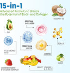 Biotin Gummies with Collagen & Keratin for Hair Skin Nails- Supports Hair Growth and Stronger Nails, Women Men, Kids - 60 Blueberry Flavored Gummies
