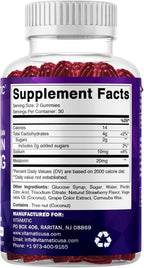 Vitamatic Melatonin 20 mg Gummies for Adults, 30 Servings - 60 Vegetarian Gummies - Non-Habit Forming Supplement