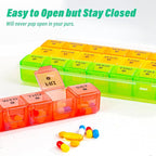 Large Monthly Pill Organizer, XL 4 Weeks Pill Box,28 Day Pill Cases Organizerd by Week,Big Compartment Pill Container with Dust-Proof,for Pills/Vitamin/Fish Oil/Supplements,by Yaklim (ROYG)