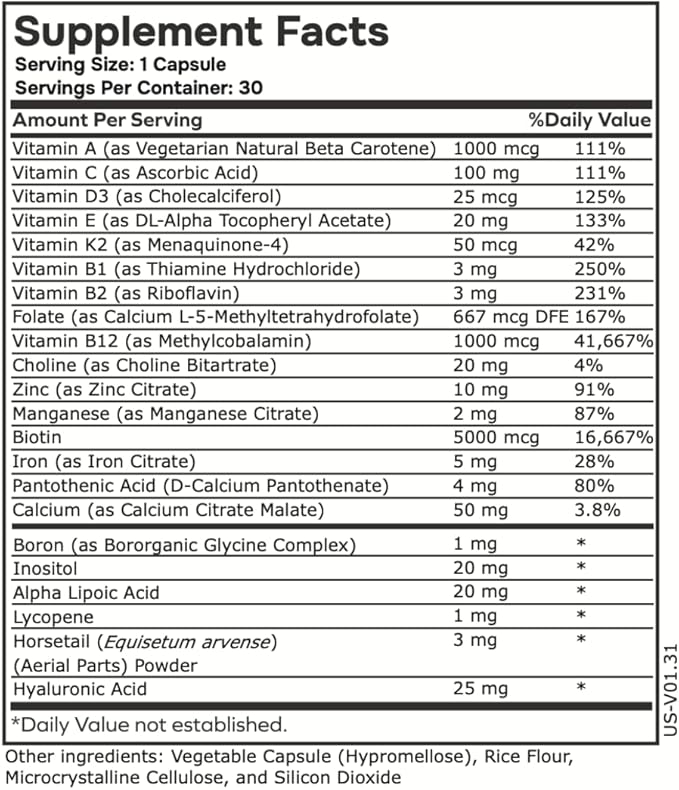 Womens Methylated Multivitamin Multimineral Horsetail, Iron, Biotin Complex with L Methylfolate for Ultra Absorption (2 Pack)