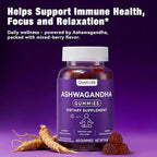 Ashwagandha Gummies for Relax & Cortisol Support – High Strength Root Extract with Cranberry & Chaste Tree, Grapefruit & Berry Flavour – Vegan, Non-GMO, Gluten-Free – 120 Gummies (60 Days)