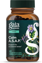 Gaia Herbs Calm A.S.A.P. - Stress Support Supplement with Skullcap, Passionflower, Chamomile, Vervain, Holy Basil & More - Supports Calm* - 60 Vegan Liquid Phyto-Caps (20 Servings)