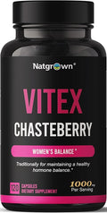Natgrown Vitex Chasteberry Supplement for Women 1,000 mg - Supports Hormone Balance & Fertility - Agnus Castus Chaste Tree Vitex Berry Fruit Extract Capsules - 120 Ct