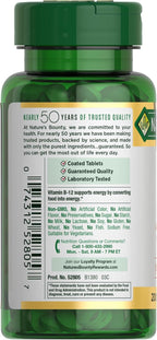 Nature's Bounty Vitamin B12 1000 mcg Supplements,Supports Energy Metabolism,200 Ct,(Pack of 2)