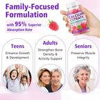 High Absorption Calcium Citrate Gummies 1200mg - Bone & Teeth Support for Adults & Kids, Vegan, Non-GMO, Sugar-Free Gummies, Raspberry Flavor, 60 Count