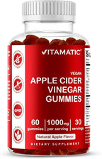 Vitamatic Apple Cider Vinegar Gummies - 1000mg per Serving - 60 Vegan Gummies - ACV Gummies for Detox, Weight Loss Support, Energy Boost, Digestion & Gut Health