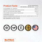WuffWell Liquid Glucosamine for Dogs Hip & Joint Support with Chondroitin, MSM & Hyaluronic Acid, Dog Joint Supplement for Mobility & Cartilage Health, Easy Pump Dosage, All Breeds, Made in USA, 16oz