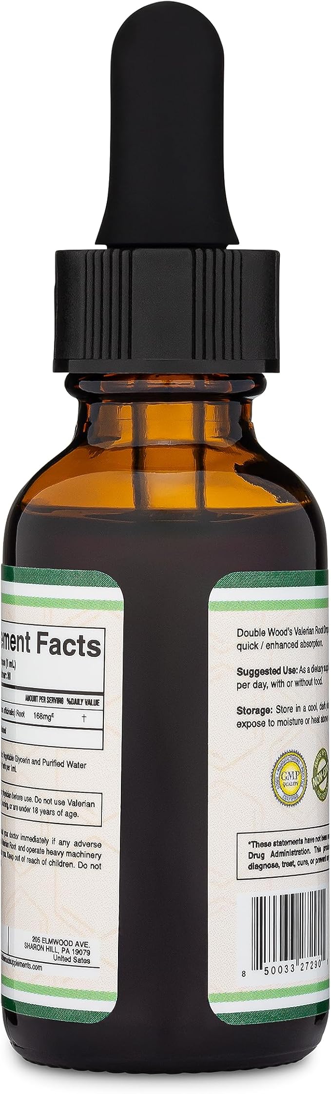 Valerian Root Drops for Sleep - Organic Valerian Root Tincture Extract 168mg - 1 FL OZ, 30 Servings (Better Absorbed Than Capsules, Enhances Valerian Root Tea) for Relaxation and Calm by Double Wood