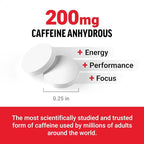 Force Factor Caffeine Pills 200mg, Boost Energy, Focus, Strength, and Performance, Premium Quality Tablets, Energy Support Supplement, 100 Tablets