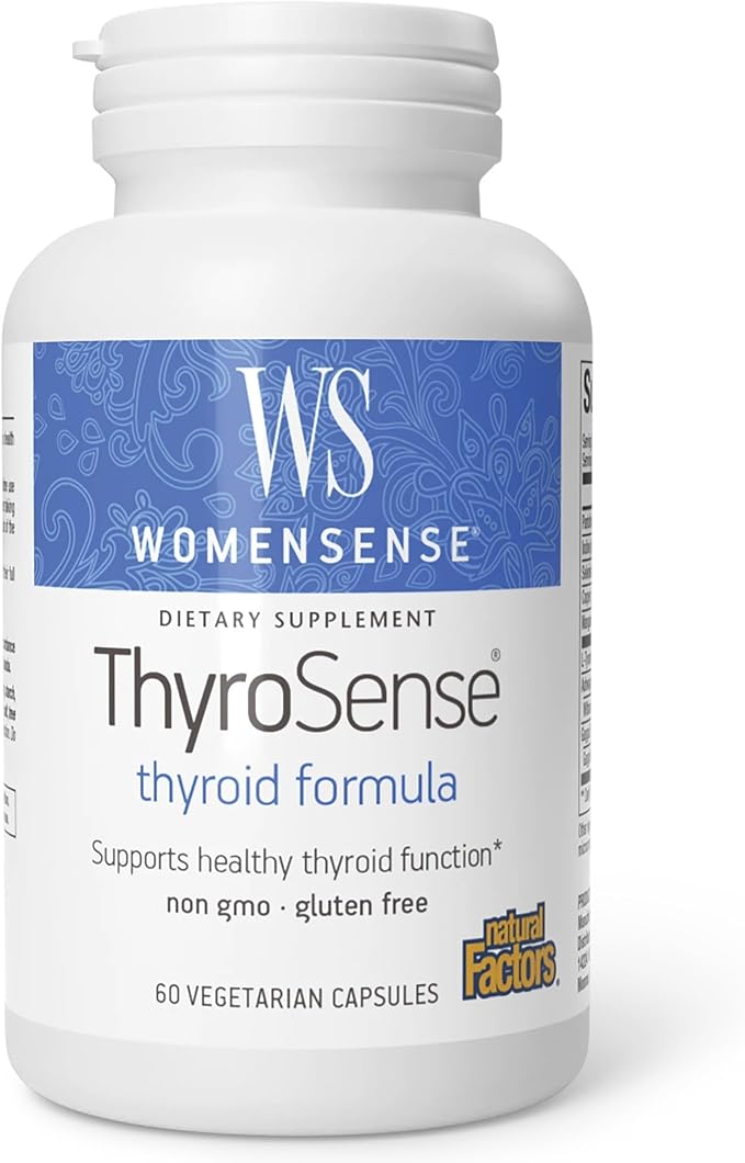 WomenSense ThyroSense by Natural Factors, Natural Supplement to Support Healthy Thyroid Function, Vegetarian, Non-GMO, 60 capsules (30 servings)