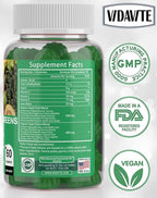 VIDAVITE Sugar-free Super Greens Gummies — US-Made, 35+ Fruit and Veggie gummies to Boost Immunity, Skin & Gut Health — Ideal Fruits and Vegetables Supplement for Adults & Picky Teens (30-Days Supply)