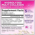 Multi Collagen Peptides Complex - Advanced Hydrolyzed Collagen Supplement Pills with Type I, II, III, V & X - Hair, Skin, Nail & Joint Support Supplement for Women & Men - USA Bottled - 120 Capsules