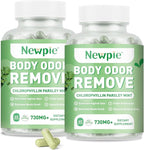Body Deodorizing Supplement, Chlorophyll Capsules for Skin Body Odor, Fresh Breath & Gut Odor Control for Men & Women | Vegan with Parsley Leaf Green Tea, Gluten Free, 60 Capsules (2)