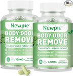 Body Deodorizing Supplement,Chlorophyll Capsules for Men & Women,Natural Internal Odor Control Pills for Skin, Breath, and Gut Health, with Gluten-Free Complex,60 Capsules