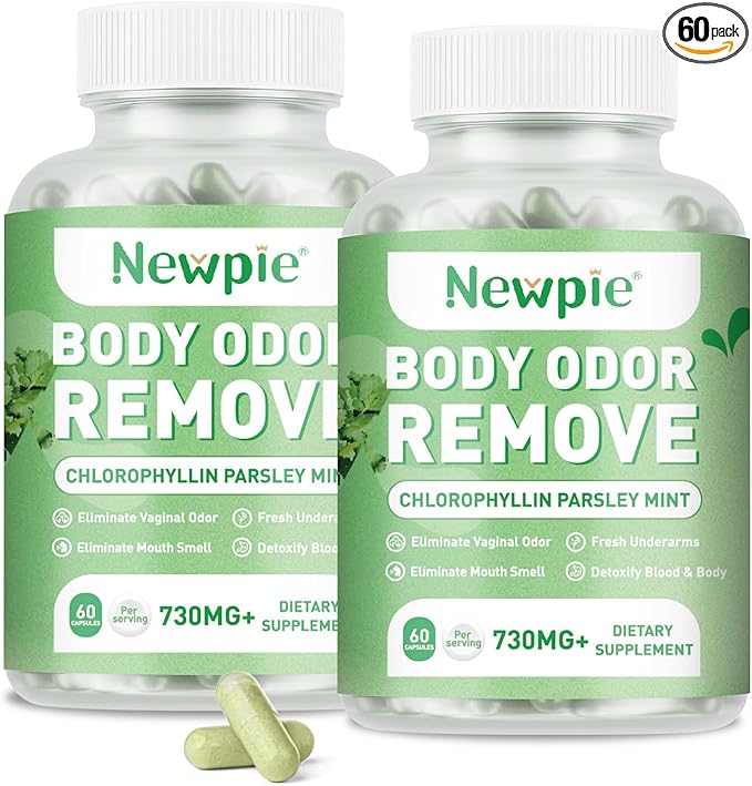 Body Deodorizing Supplement,Chlorophyll Capsules for Men & Women,Natural Internal Odor Control Pills for Skin, Breath, and Gut Health, with Gluten-Free Complex,60 Capsules