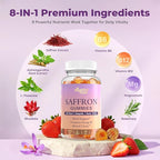 Saffron Supplements Gummies, 88.5mg Pure Saffron Extract with Ashwagandha L-Theanine Rhodiola Rosemary Magnesium Vitamin B6 B12 for Mood Focus Support Adults Kids - 60 Count