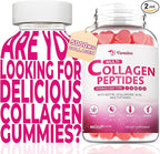 Collagen Peptides Gummies, Collagen Gummies for Women & Men, Type I,II,III,V,X Protein with Biotin, Hyaluronic Acid, Vitamin C for Healthy Skin | Strawberry Flavored, Sugar Free, 120 Cts