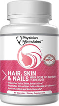 Healthy Hair Skin and Nails Vitamins for Men and Women - 7500 mcg Biotin, Amino Acids, Collagen and Hyaluronic Acid - 60 Capsules