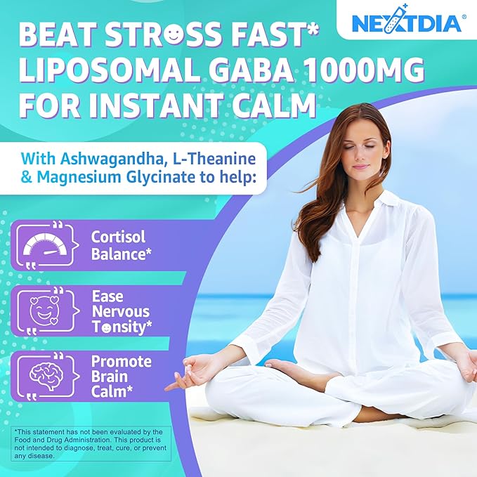 GABA Gummies 1000mg - Liposomal Calm Mood Gummies with L-Theanine, Magnesium Glycinate, Ashwagandha, 5htp, Inositol, Melatonin-Free for Zzz Better, GABA Supplements for Adult, Sugar-Free 60Cts