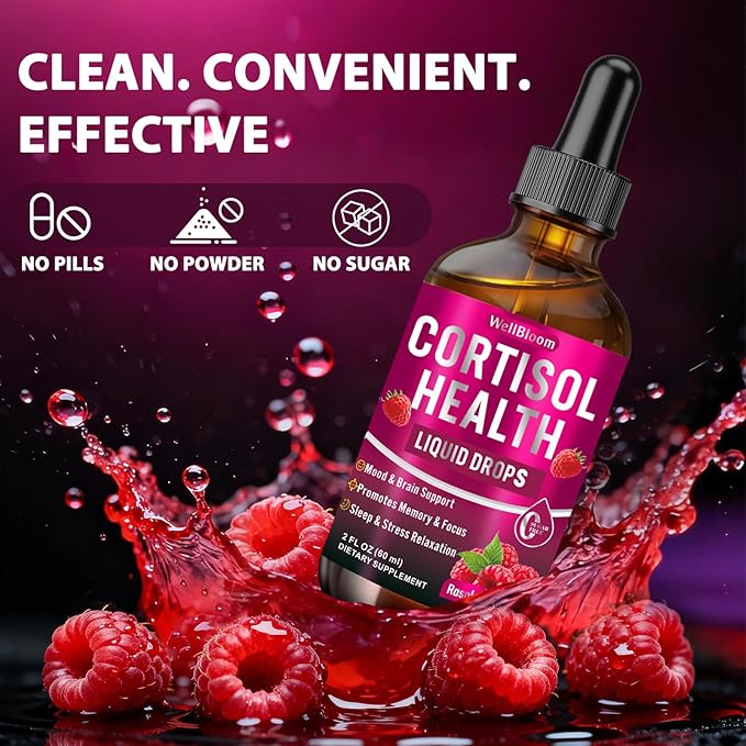 Cortisol Reducer for Women & Men with Magnesium Glycinate, Ashwagandha, L-Theanine - Supports Stress Relief, Sleep & Heart Health, Nerves, Muscles - 2 Fl Oz
