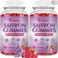 2 Pack Saffron Supplements Gummies for Kids & Adult, 88.5mg Saffron Extract with Vitamin D3, B6, Magnesium, Ashwagandha, L-Theanine for Clam, Energy, Focus, Sugar-Free, Strawberry Flavor, 120 Count