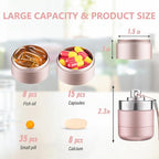 Metal Travel Pill Organizer, Portable Waterproof Daily Pill Box AM PM, Large Aluminum Pill Case Container 2 Times a Day Vitamin Organizer, Daily Medicine Organizer for Vitamin, Fish Oil, Supplement