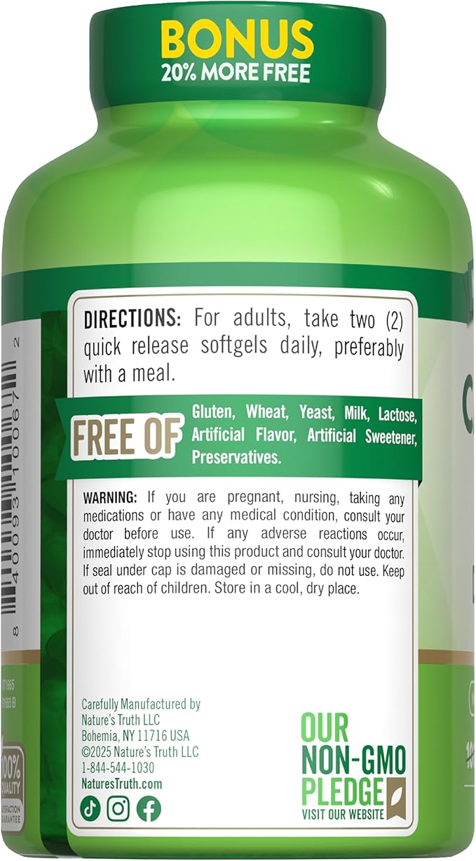 Nature's Truth Absorbable Calcium 1200 mg with Vitamin D3 5000 IU | 120 Softgels | Calcium Carbonate | Non-GMO & Gluten Free Supplement