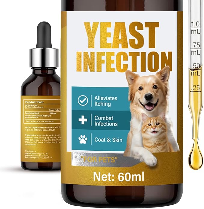 Yeast Infection Treatment for Dogs, Dog Anti Yeast Drops Treatment, Natural Dog Ear Yeast Infection Treatment Supports Immune System & Skin Microbiome