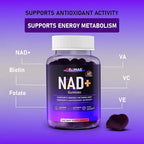 NAD Gummies with Resveratrol, Multivitamin Blend, Quercetin, Collagen and Zinc, Chewable NAD Gummy for Women, Natural Grape Flavor, Convenient Daily Chew, 60 Count