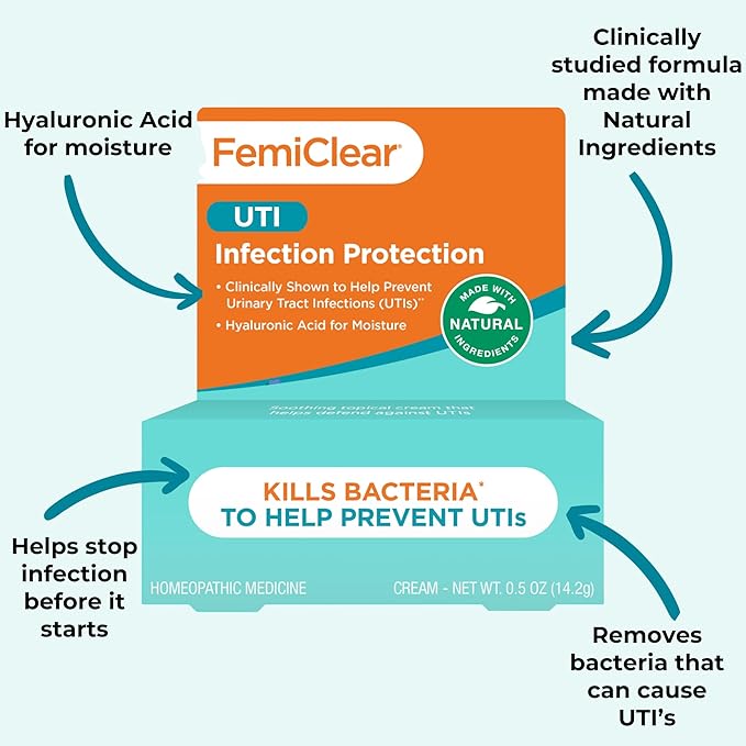 FemiClear Infection Protection Vulva Cream, Protection Against Urinary Tract Infections and Recurring UTIs, Made with Natural Ingredients, Feminine Care