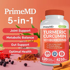 5-in-1 Organic Turmeric Curcumin Supplement (4210mg) with Berberine, Ceylon Cinnamon Bioperine and Ginger Supplements for Joint, Heart, Gut, & Metabolic Support (60 Servings) (Pack of 3)